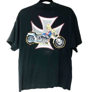 Athletech Mens Black Coast To Coast Choppers T Shirt L Graphics Moto Motorcycle